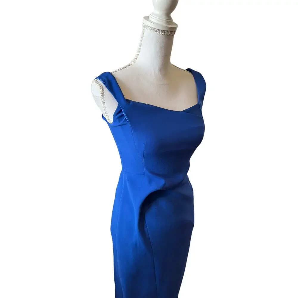 Karen Millen Asymmetric Strap Bodycon Dress Royal Blue 4